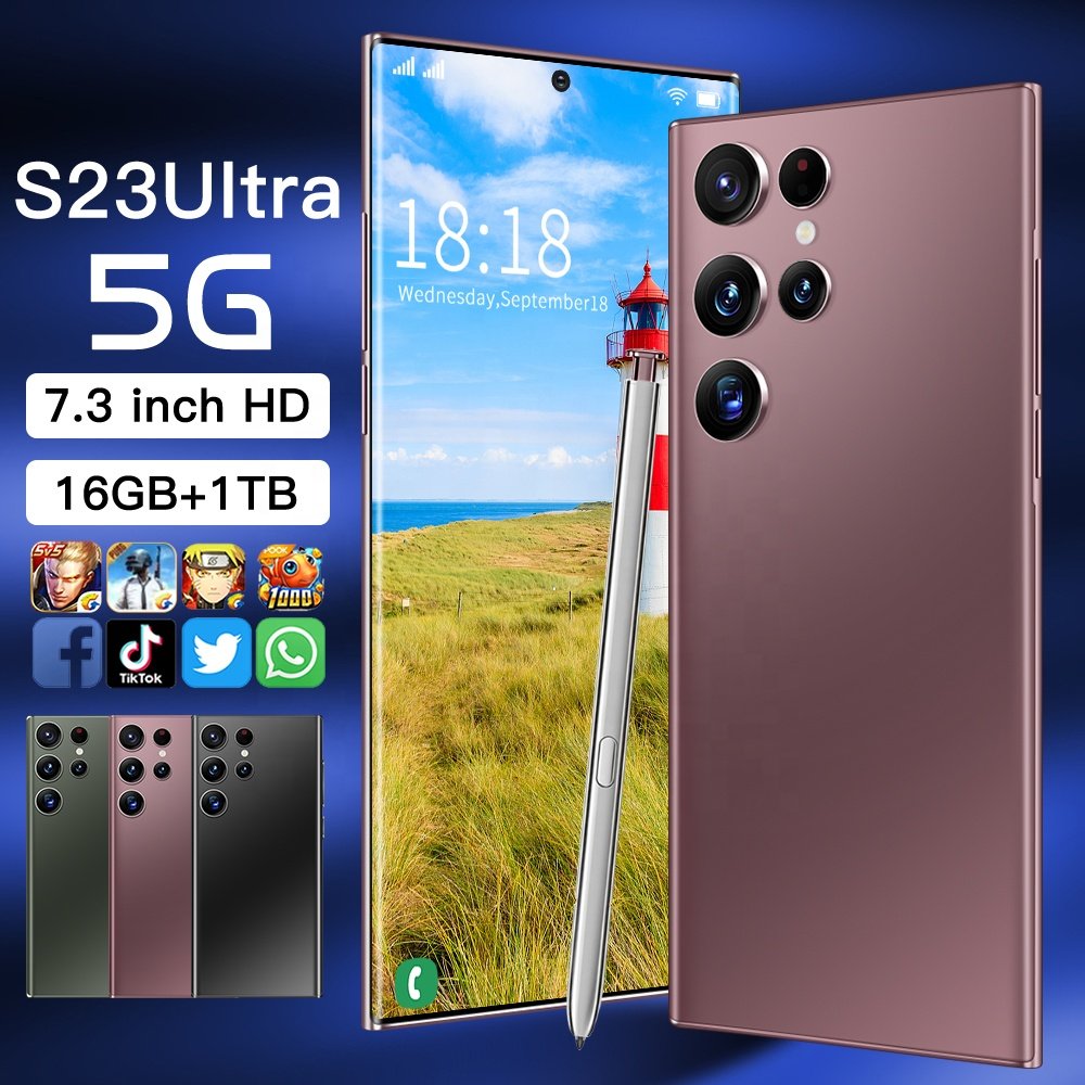 2023 New Brand 5G Smartphone S23 Ultra 7.3 inch Screen 16+512GB Android Mobile Phones ROM+RAM 6800A Original Unlocked Cell Phone